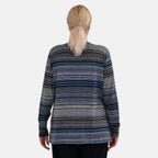 La Marey  (Pattern) Full Sleeve Jersey Tops with Printed Stripes- Blue