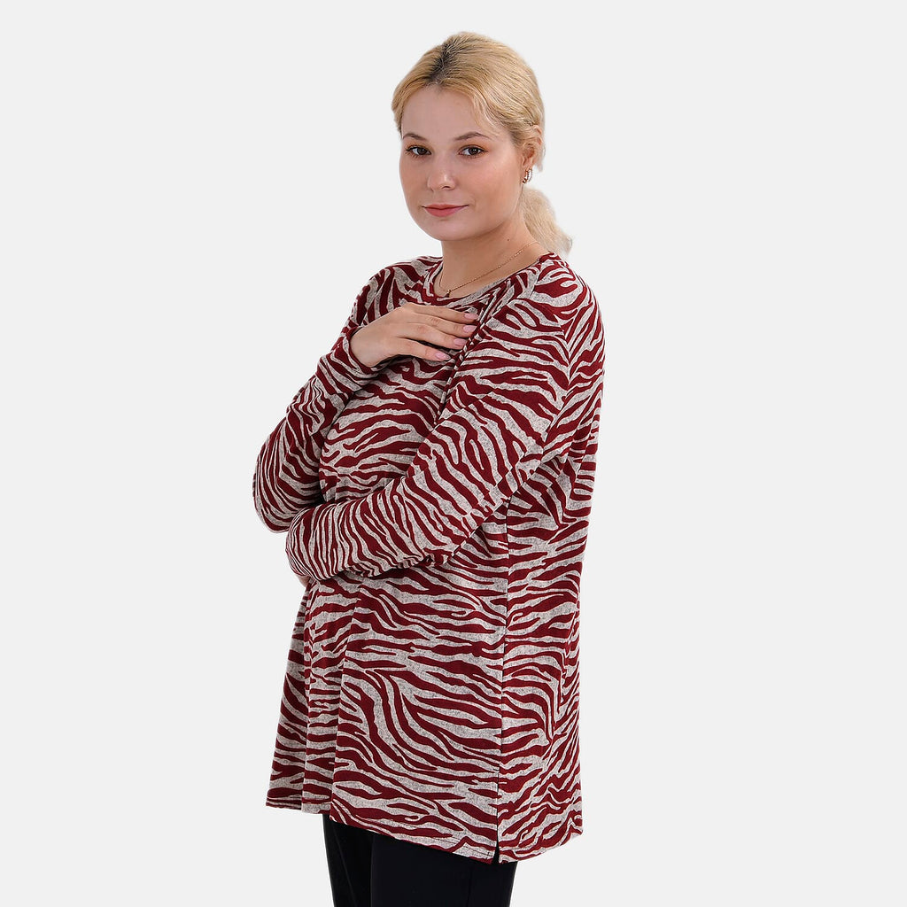 La Marey Printed Jersey Top (One Size) - Red