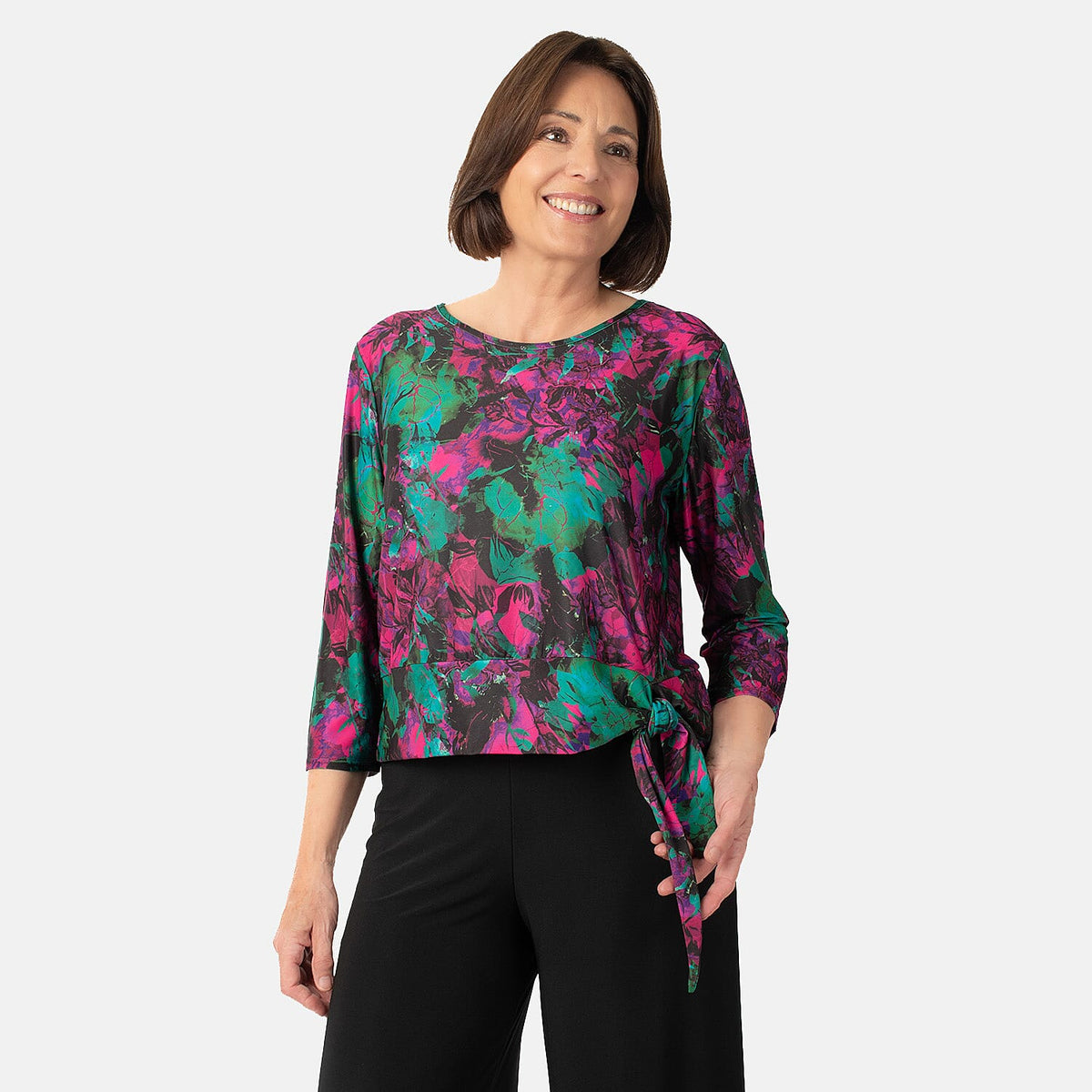 La Marey Print Side Knot Detail Top V32515465 1