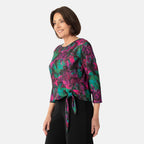 La Marey Print Side Knot Detail Top (Size M) - Floral