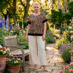 La Marey Leopard Print Designer Blouse (Size - L-XL, 16 to 22) - Brown