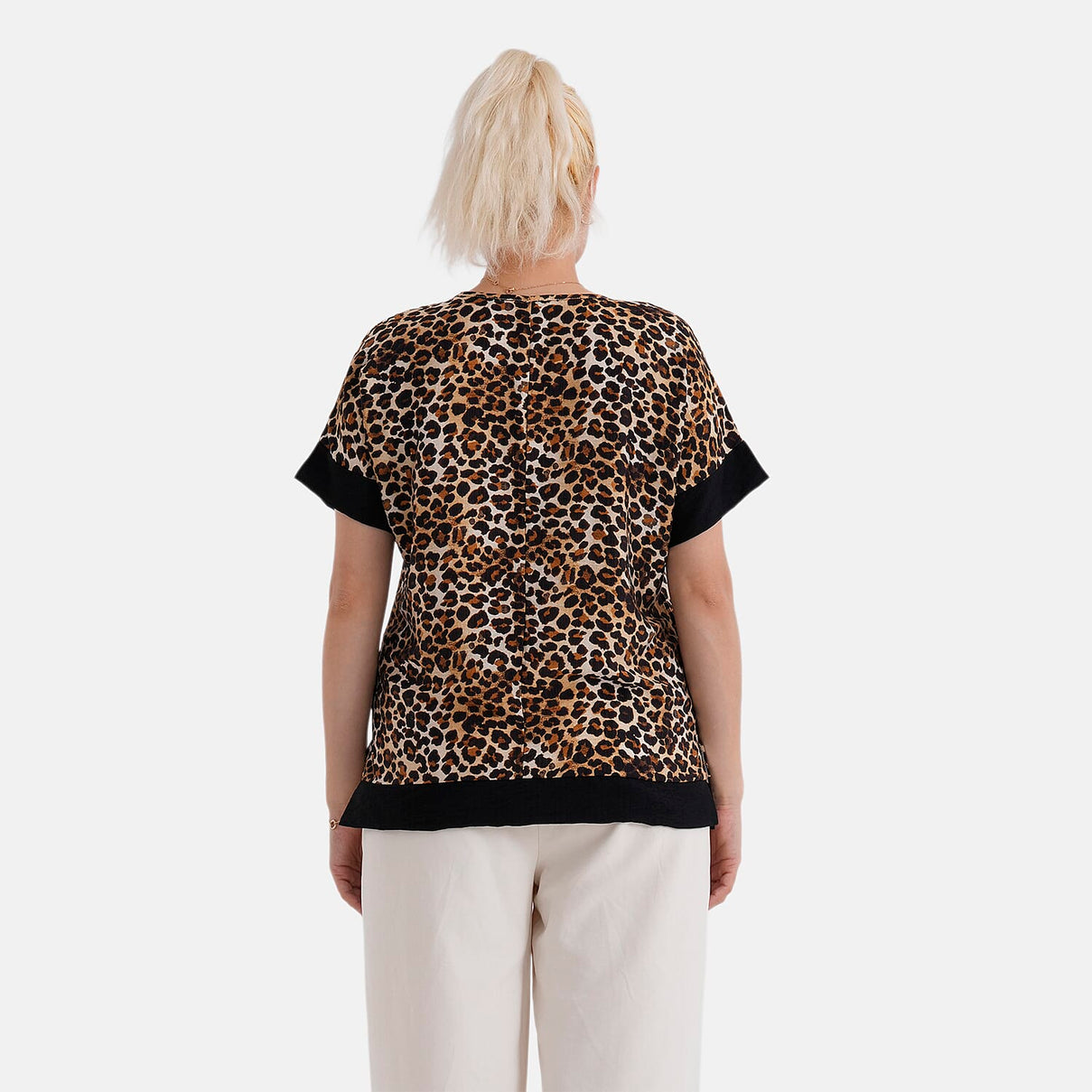 La Marey Leopard Print Designer Blouse (Size - L-XL, 16 to 22) - Brown 8437534 3