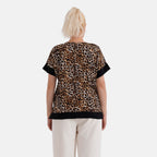 La Marey Leopard Print Designer Blouse (Size - L-XL, 16 to 22) - Brown