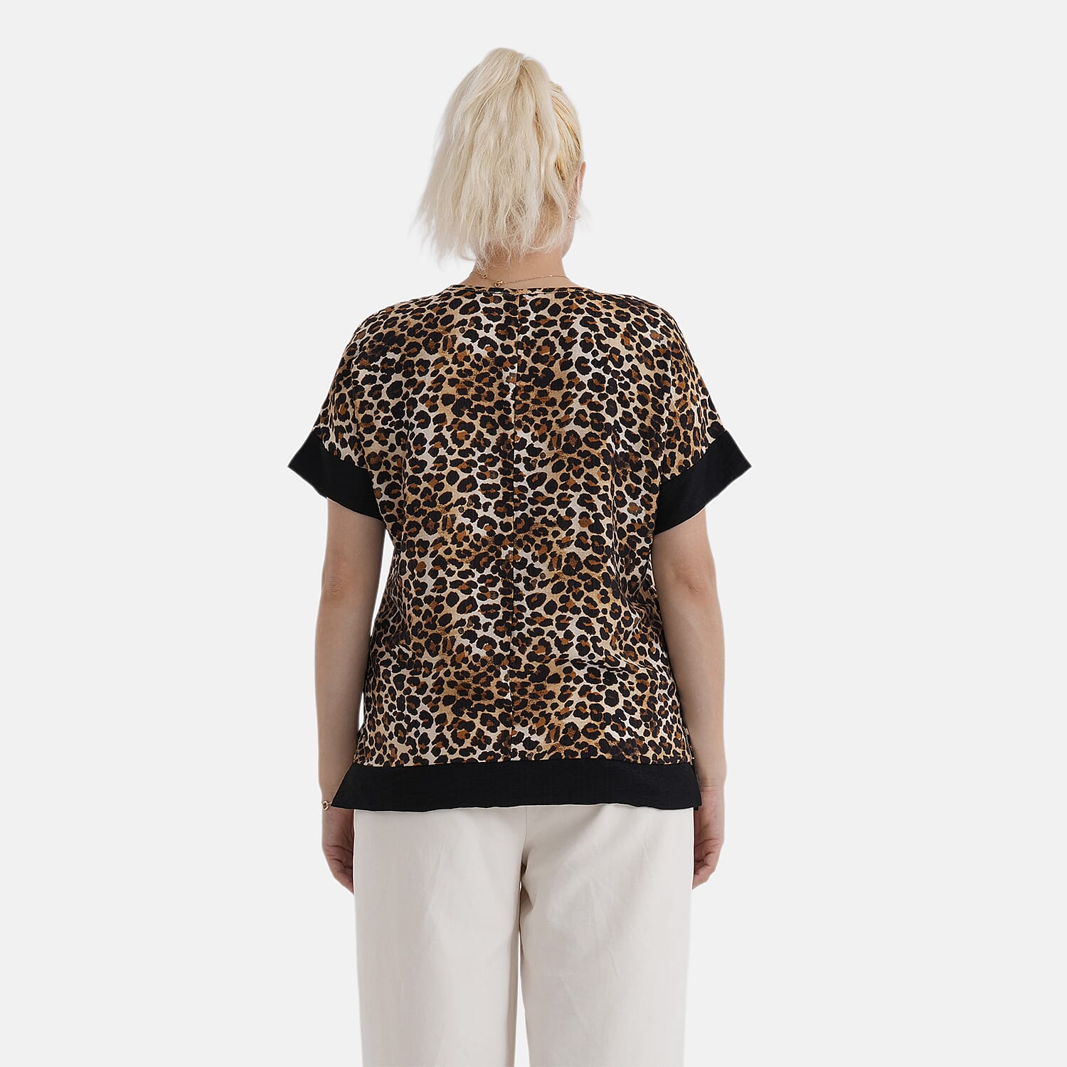 La Marey Leopard Print Designer Blouse (Size - L-XL, 16 to 22) - Brown 8437534 3