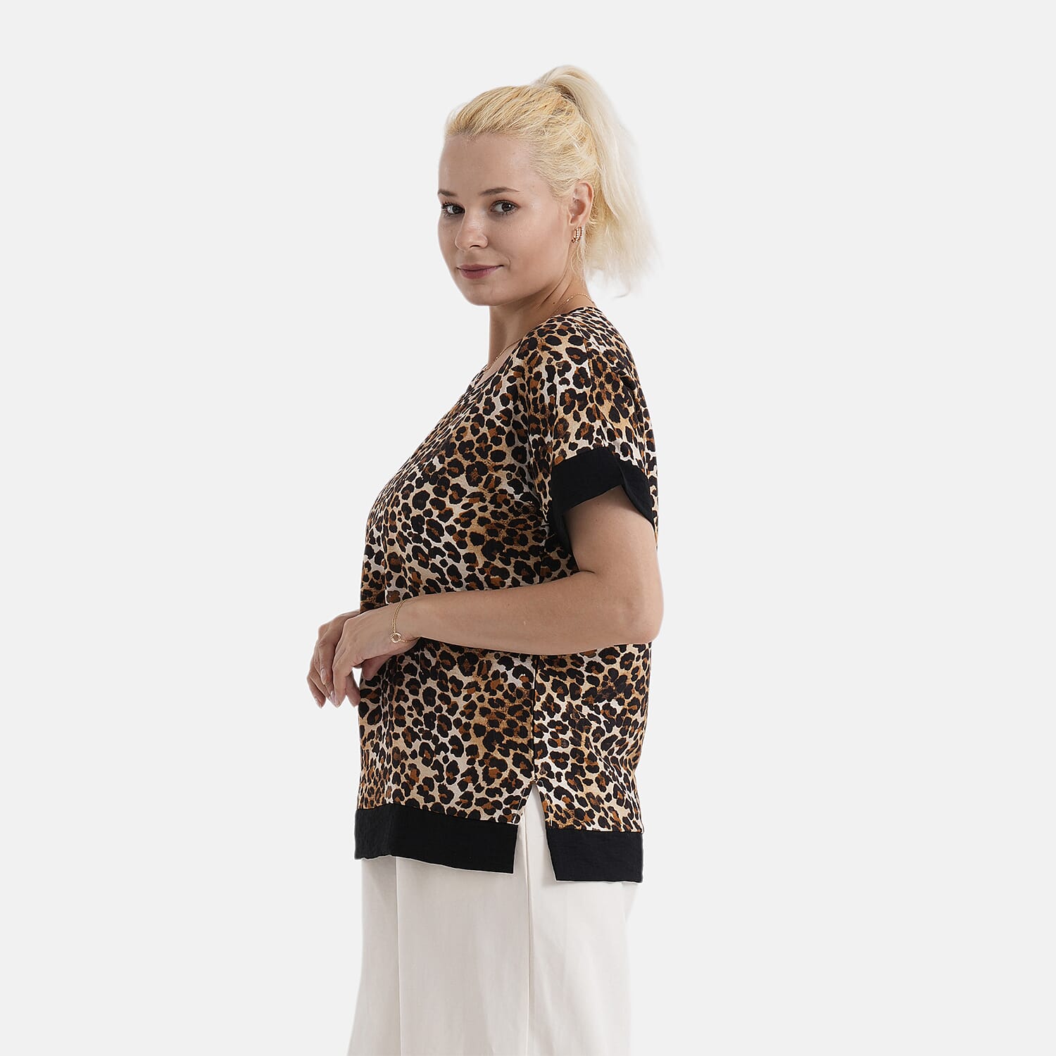 La Marey Leopard Print Designer Blouse (Size - L-XL, 16 to 22) - Brown 8437534 4