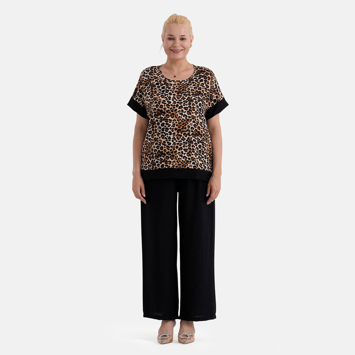 La Marey Leopard Print Designer Blouse (Size - L-XL, 16 to 22) - Brown 8437534 5