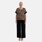 La Marey Leopard Print Designer Blouse (Size - L-XL, 16 to 22) - Brown