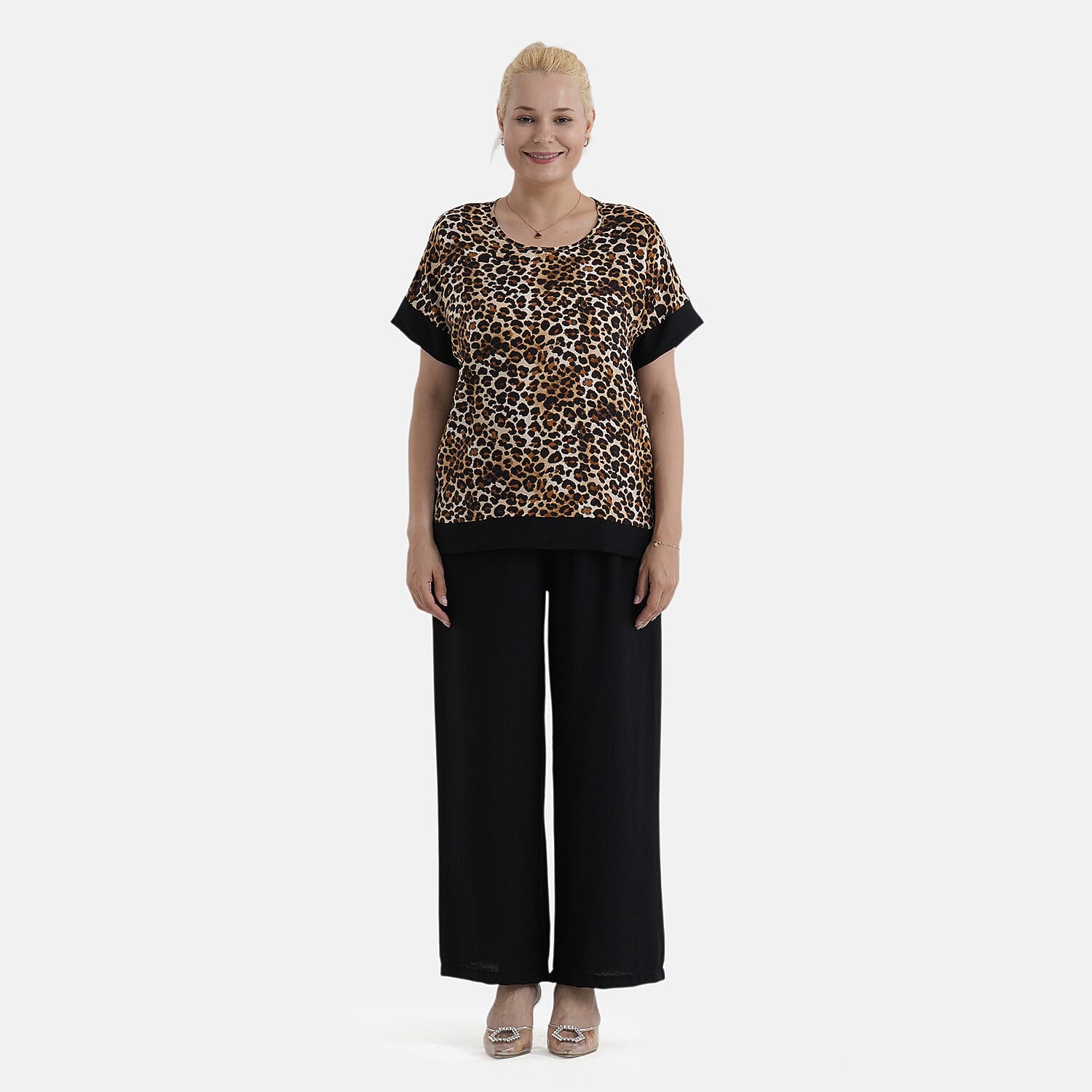 La Marey Leopard Print Designer Blouse (Size - L-XL, 16 to 22) - Brown 8437534 5