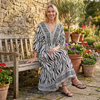 La Marey Mixed Print Elastic Waist Maxi Dress (One Size) - Black & White