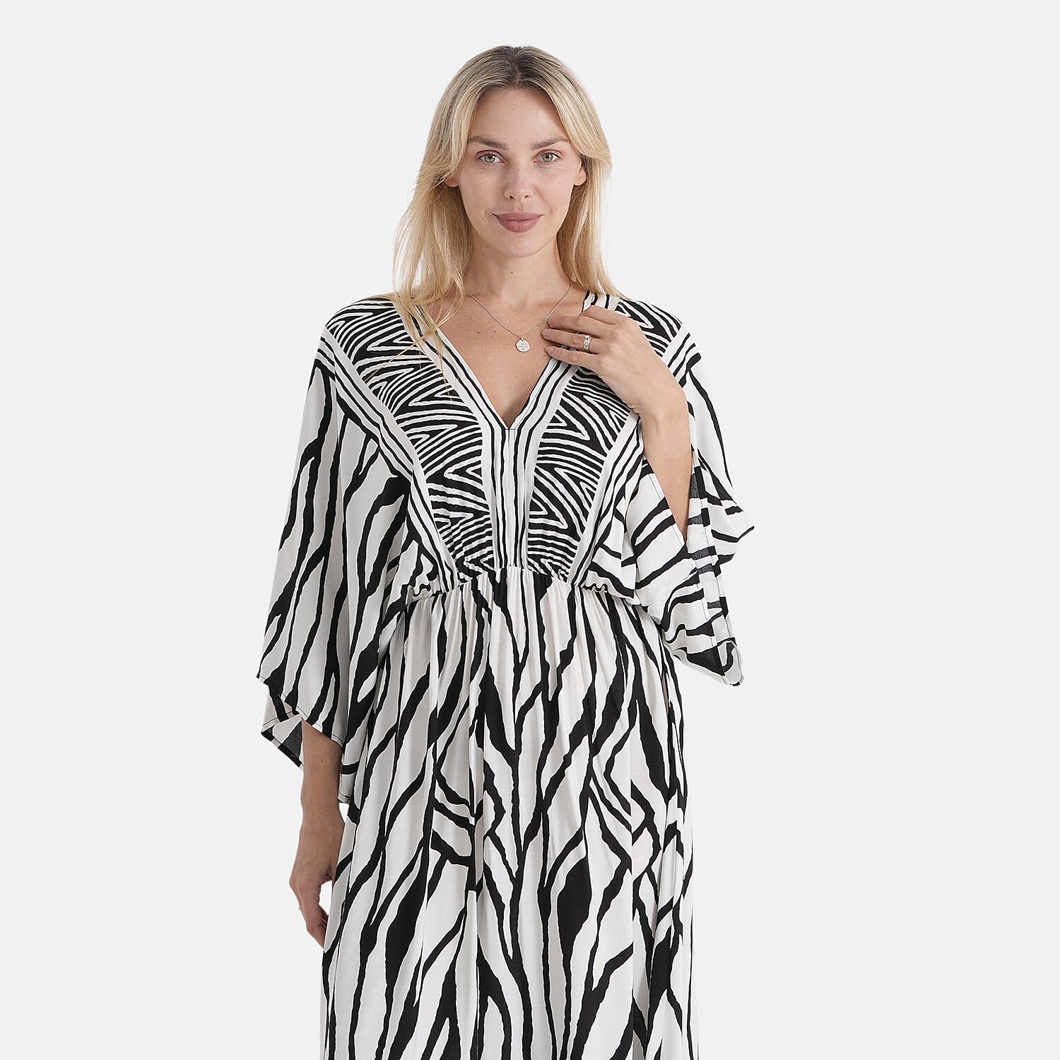 La Marey Mixed Print Elastic Waist Maxi Dress (One Size) - Black &amp; White 8483258 6
