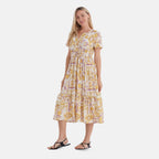 La Marey Womens Printed Midi Summer Dress (Size 20  to 22) - White & Yellow