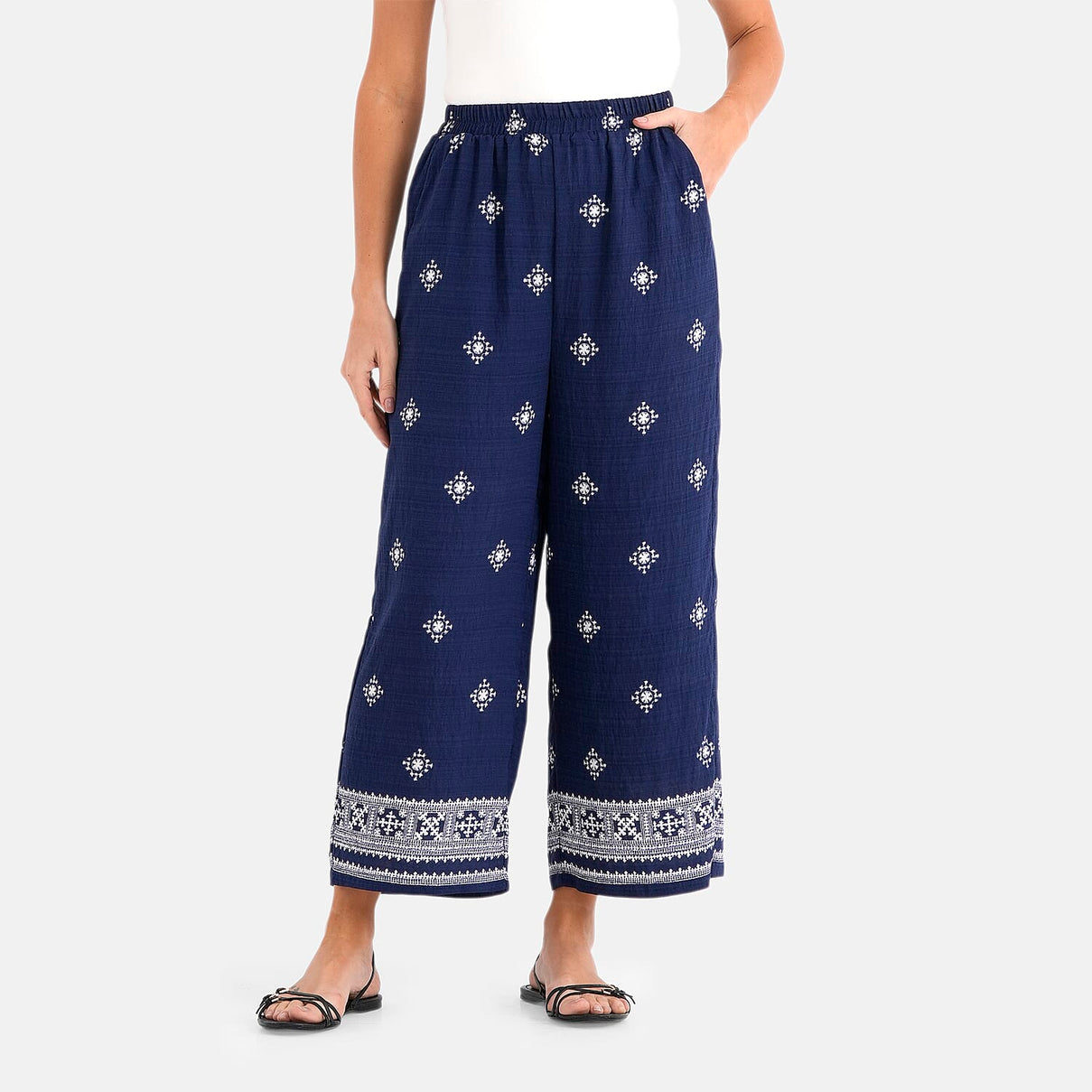 La Marey Placement Print Trouser (Size 16 to 22) - Navy Blue 8415012 0
