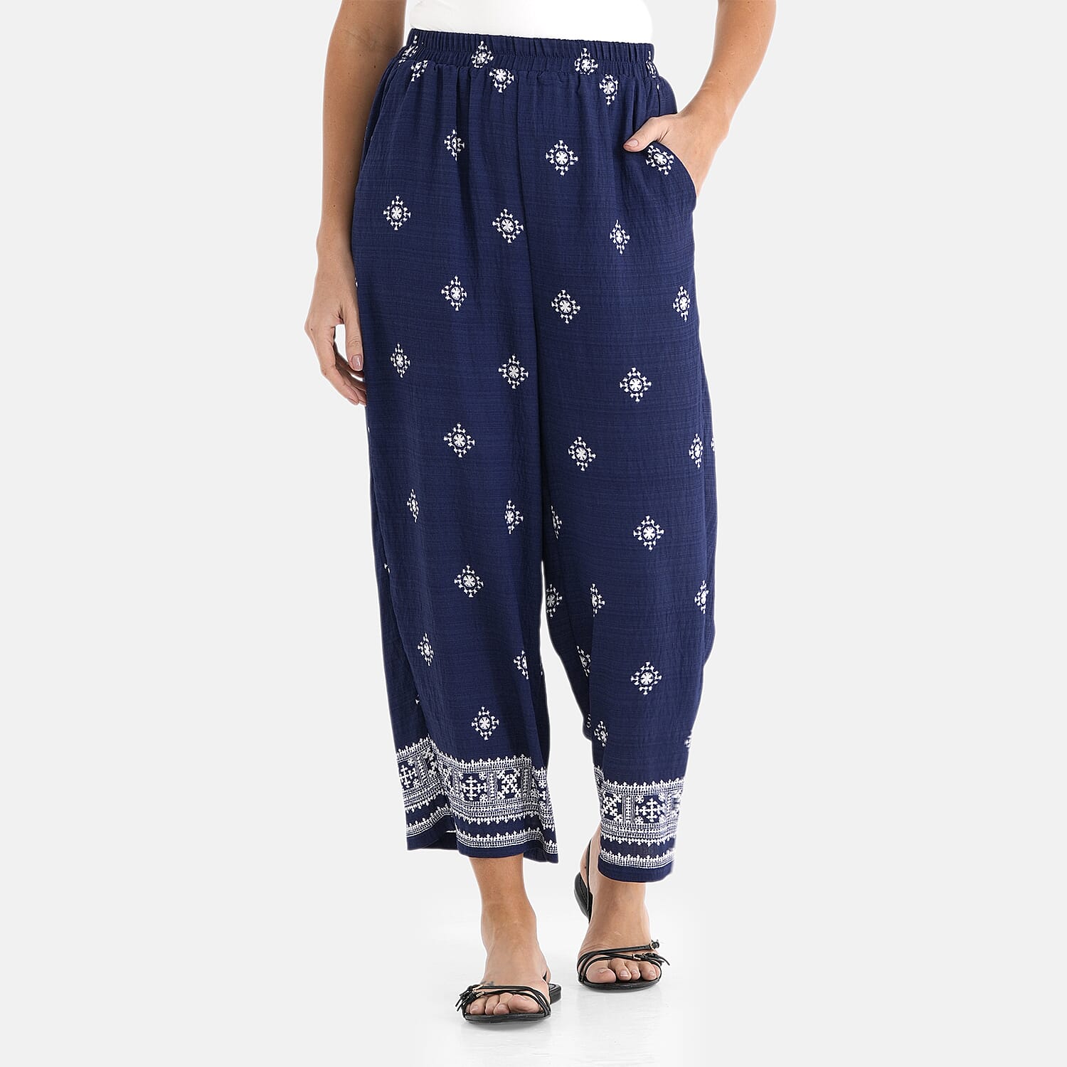 La Marey Placement Print Trouser (Size 16 to 22) - Navy Blue 8415012 5