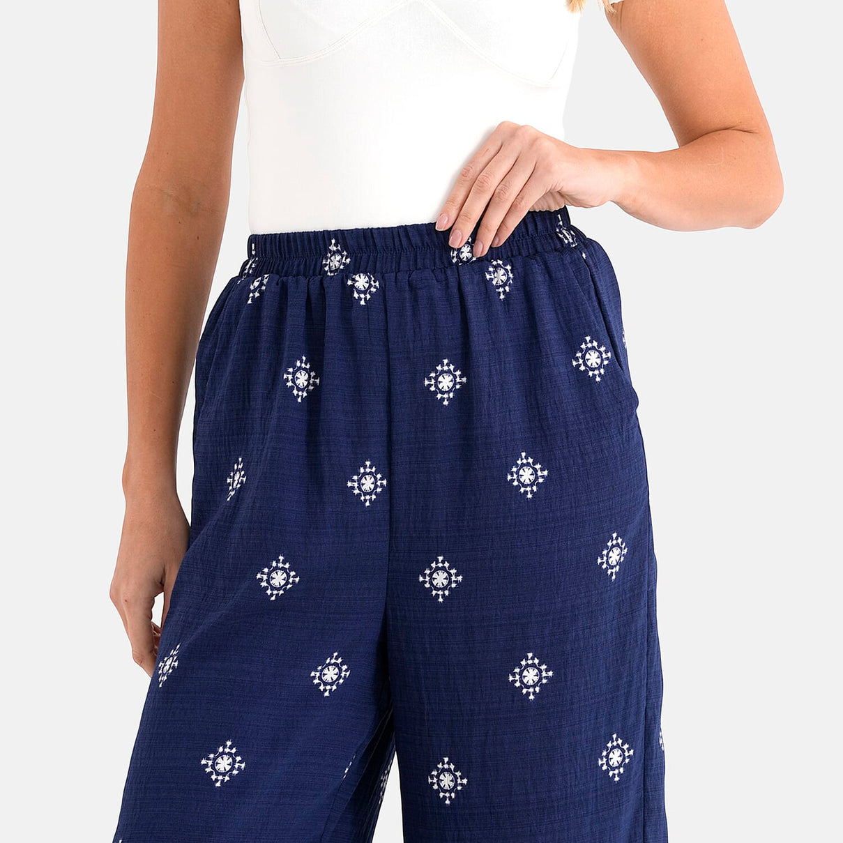 La Marey Placement Print Trouser (Size 16 to 22) - Navy Blue 8415012 6