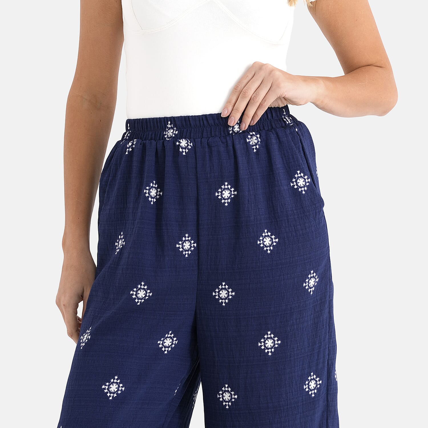 La Marey Placement Print Trouser (Size 16 to 22) - Navy Blue 8415012 6