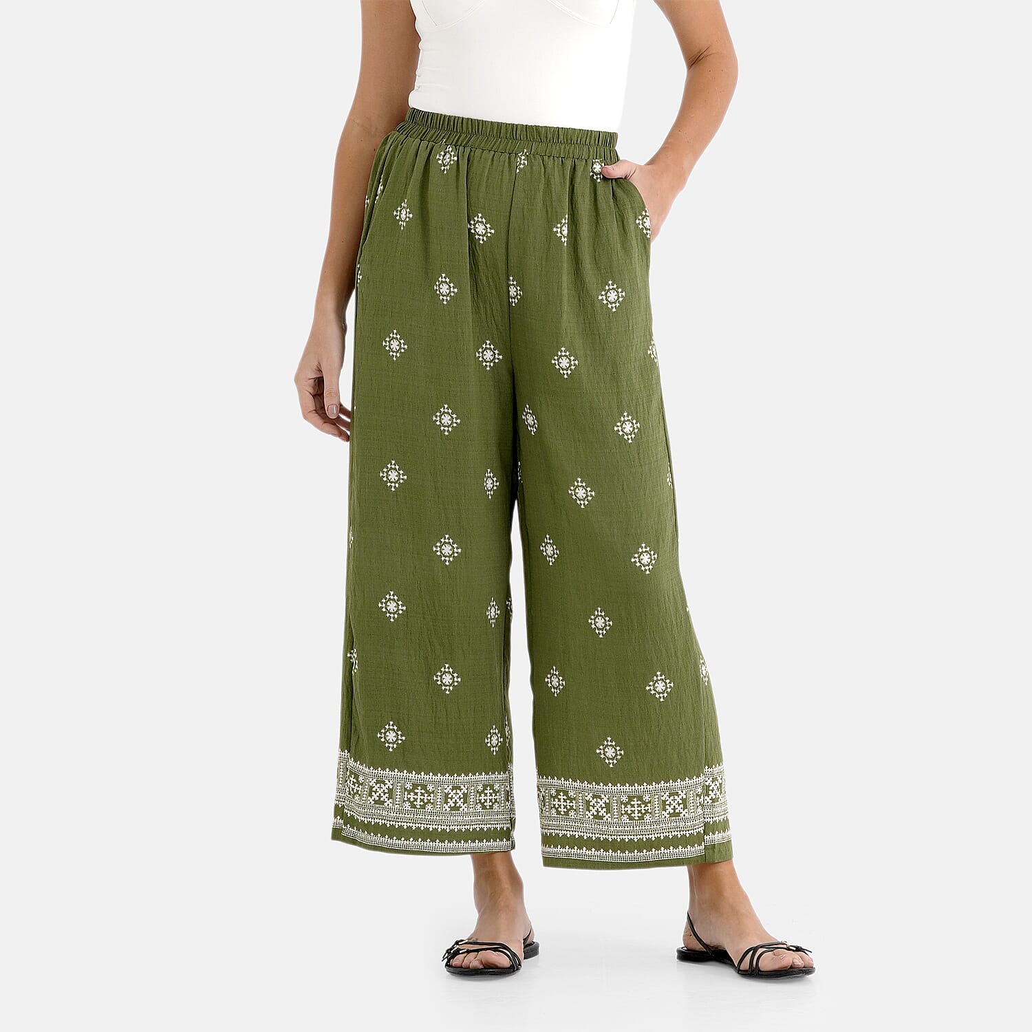 La Marey Placement Print Trouser (Size 16 to 22) - Green V32529824 0