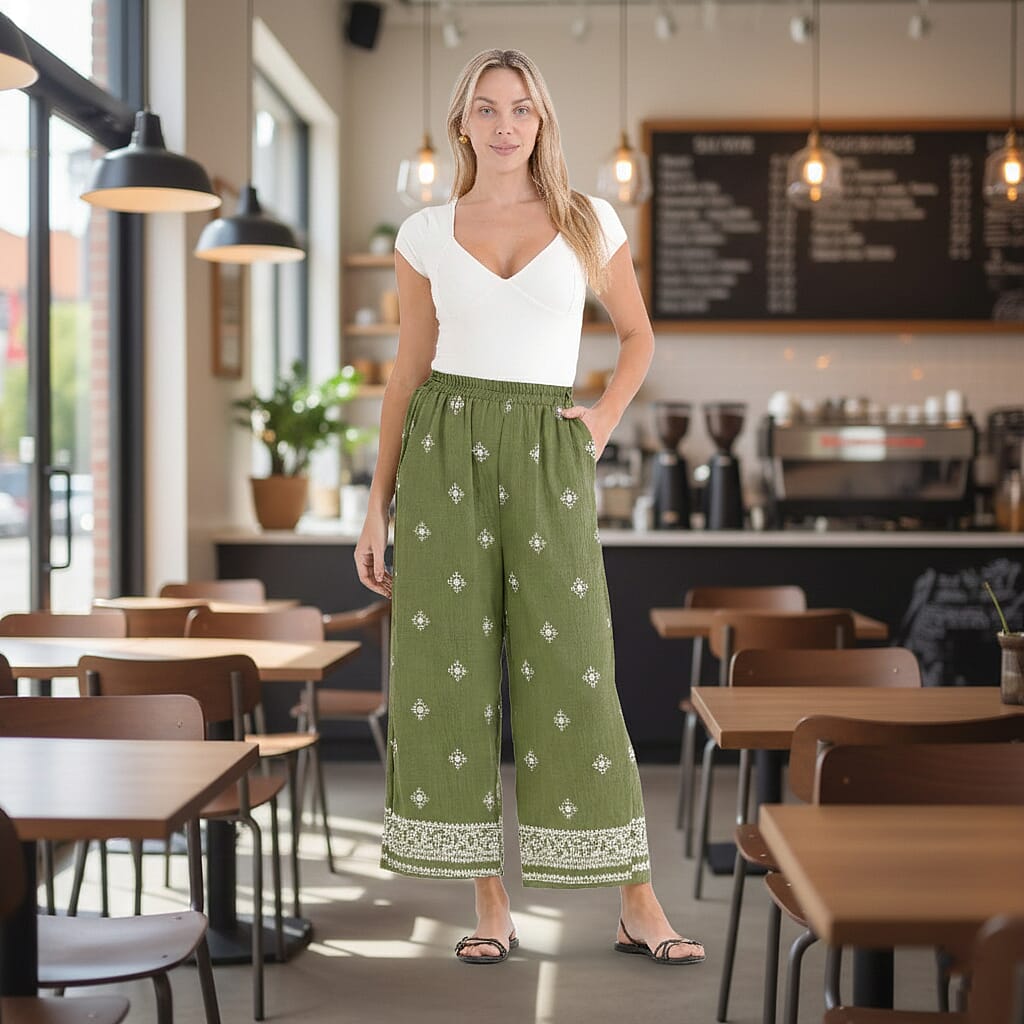 La Marey Placement Print Trouser (Size 16 to 22) - Green V32529824 2