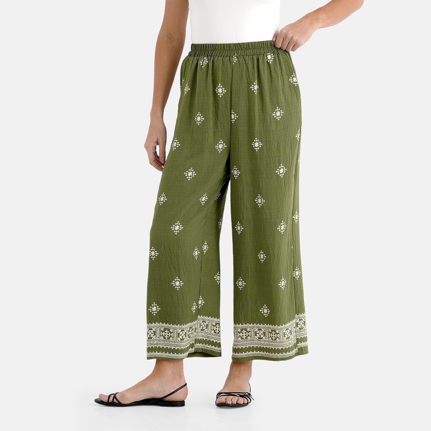 La Marey Placement Print Trouser (Size 16 to 22) - Green V32529824 4
