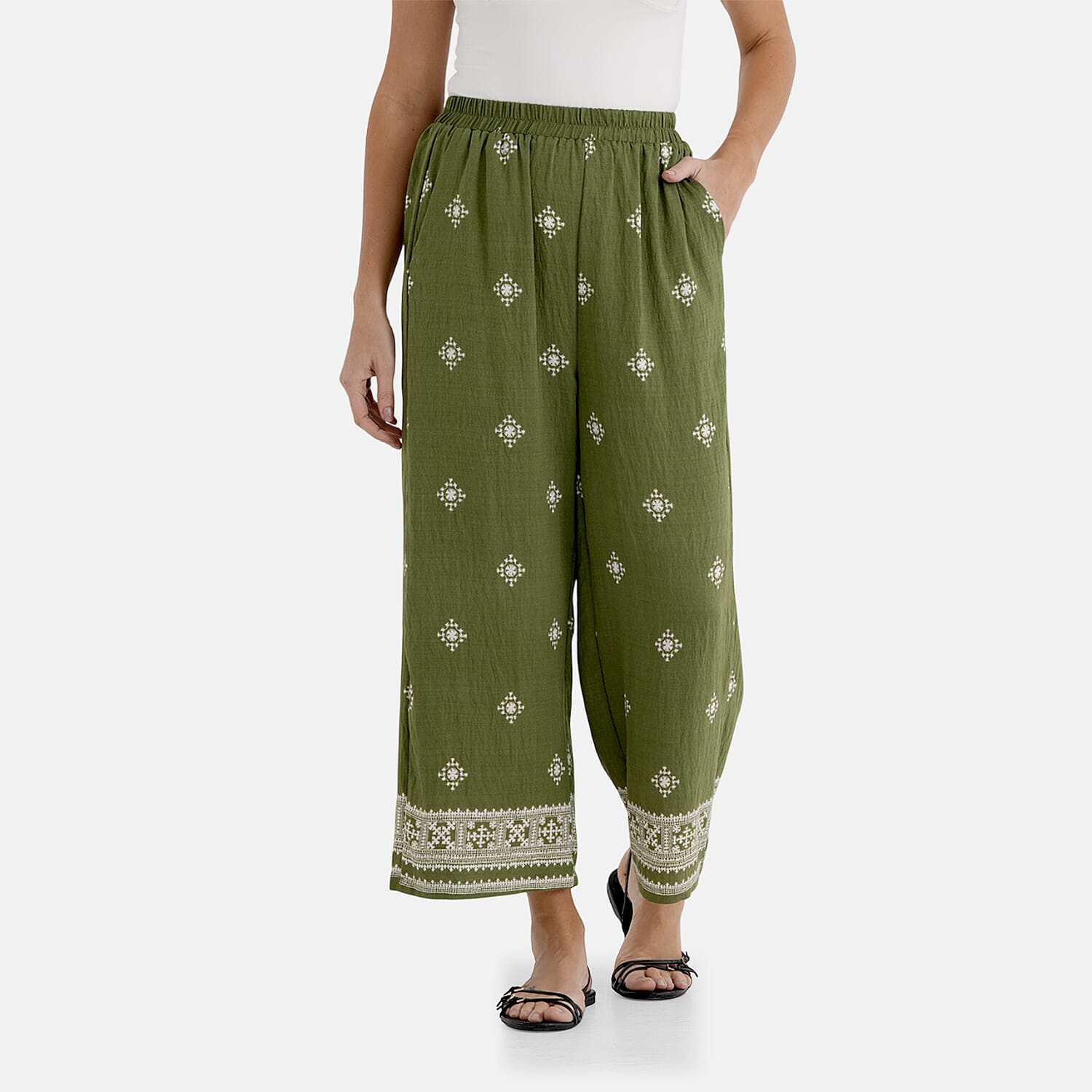 La Marey Placement Print Trouser (Size 16 to 22) - Green V32529824 5