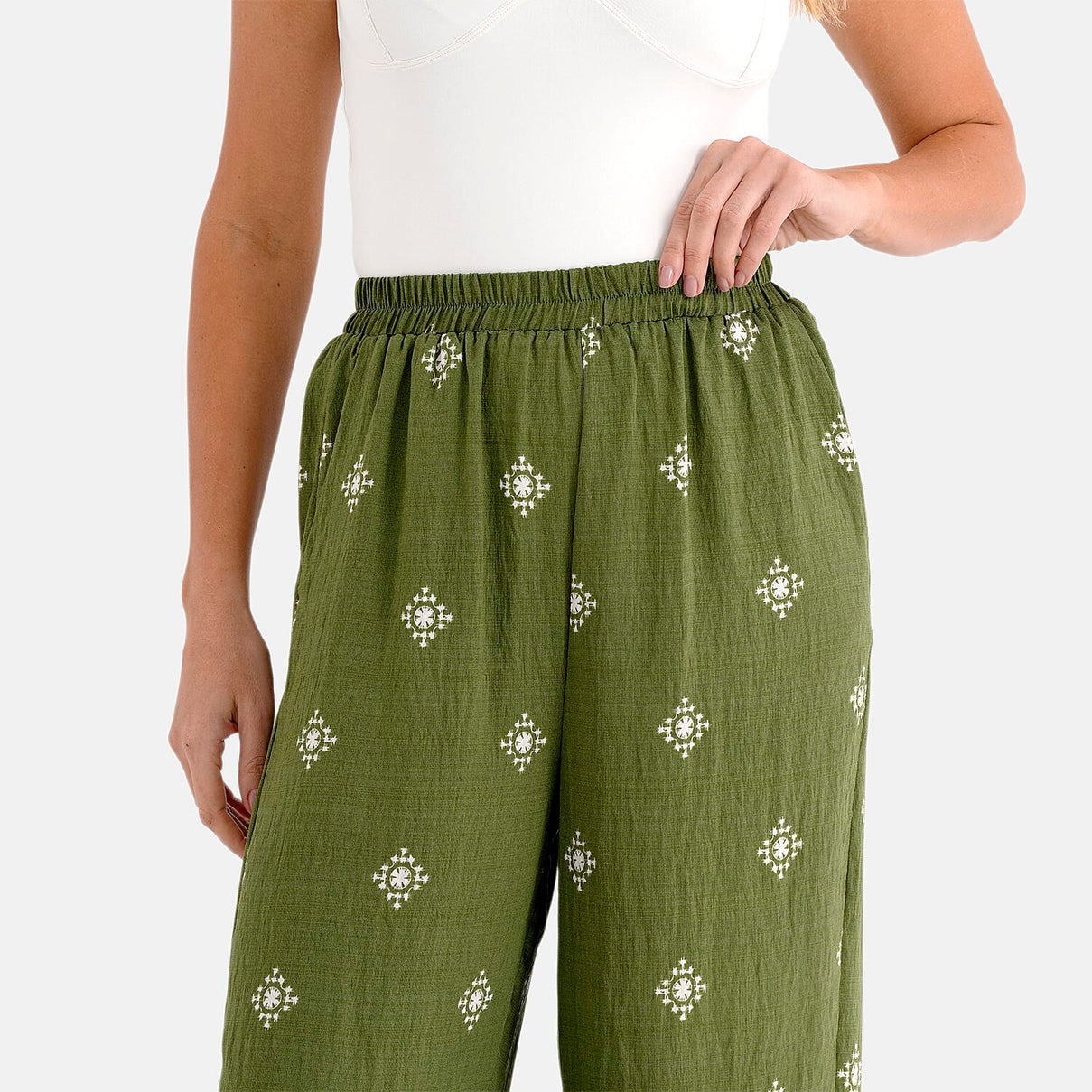 La Marey Placement Print Trouser (Size 16 to 22) - Green V32529824 6