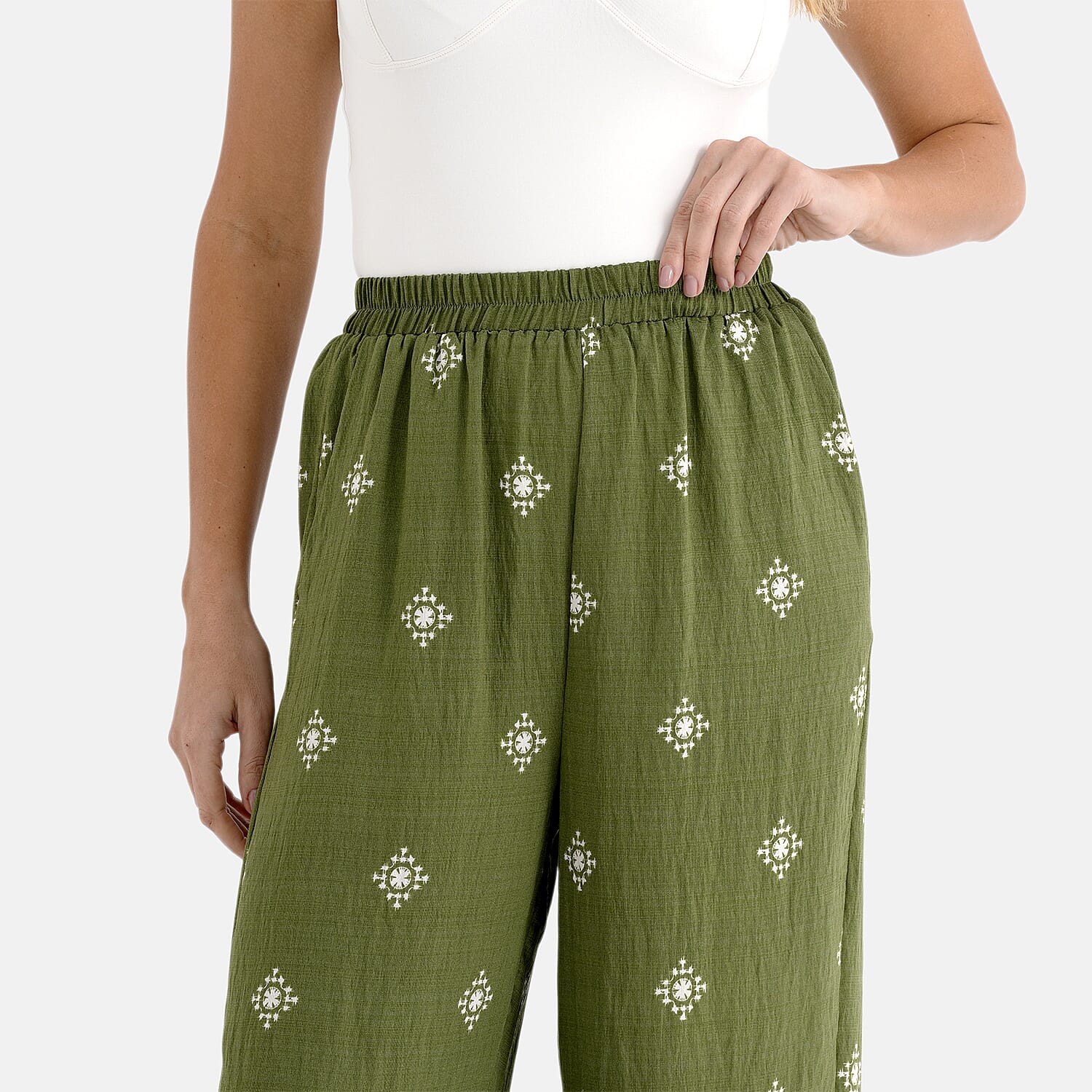 La Marey Placement Print Trouser (Size 16 to 22) - Green V32529824 6