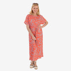 La Marey Printed Midi Dress (Size 16 to 18) - Orange