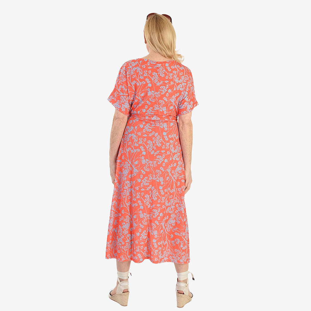 La Marey Printed Midi Dress (Size 16 to 18) - Orange