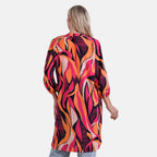 La Marey Artistic Flame Pattern Midi Dress (Size L) - Orange