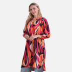 La Marey Artistic Flame Pattern Midi Dress (Size L) - Orange