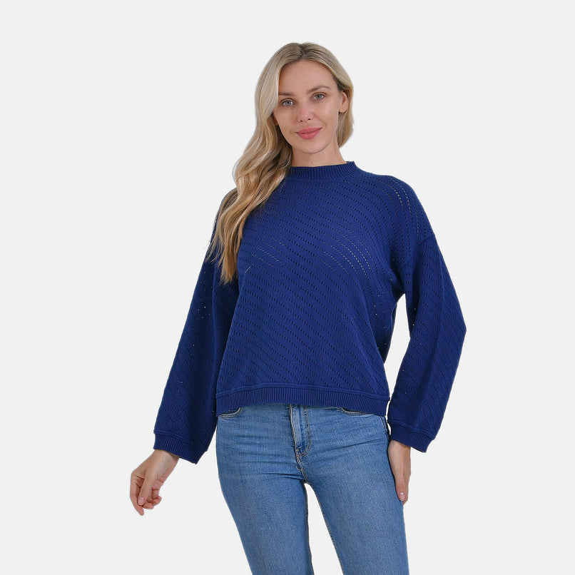 La Marey 100% Cotton Round Neck Jumper (Size 20 to 22) -  Navy
