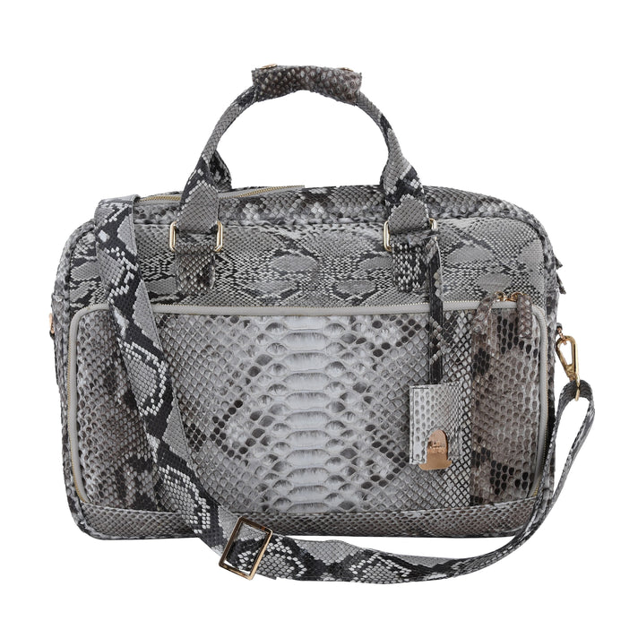 La Marey 100% Genuine Python Leather Laptop Bag - Black and White 7323949 1