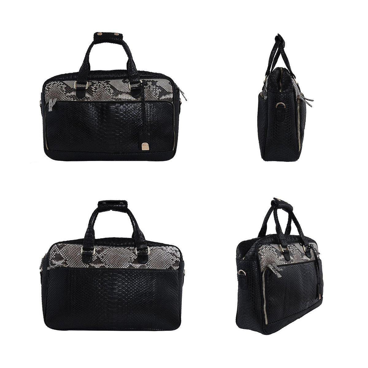 La Marey 100% Genuine Python Leather Laptop Bag - Black 7323948 1