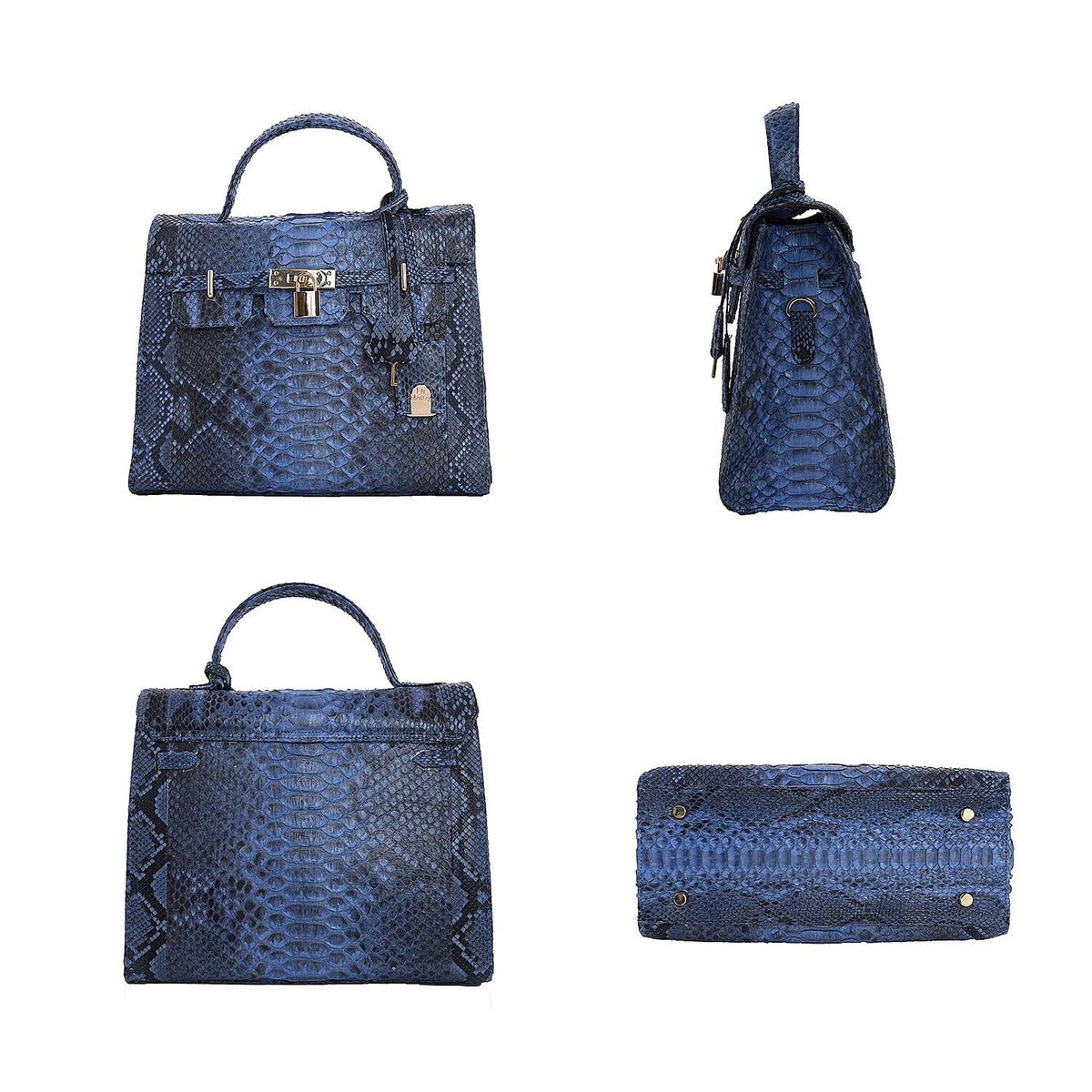La Marey 100% Genuine Python Leather Tote Bag with Detachable Shoulder Strap - Light Blue 7323938 1