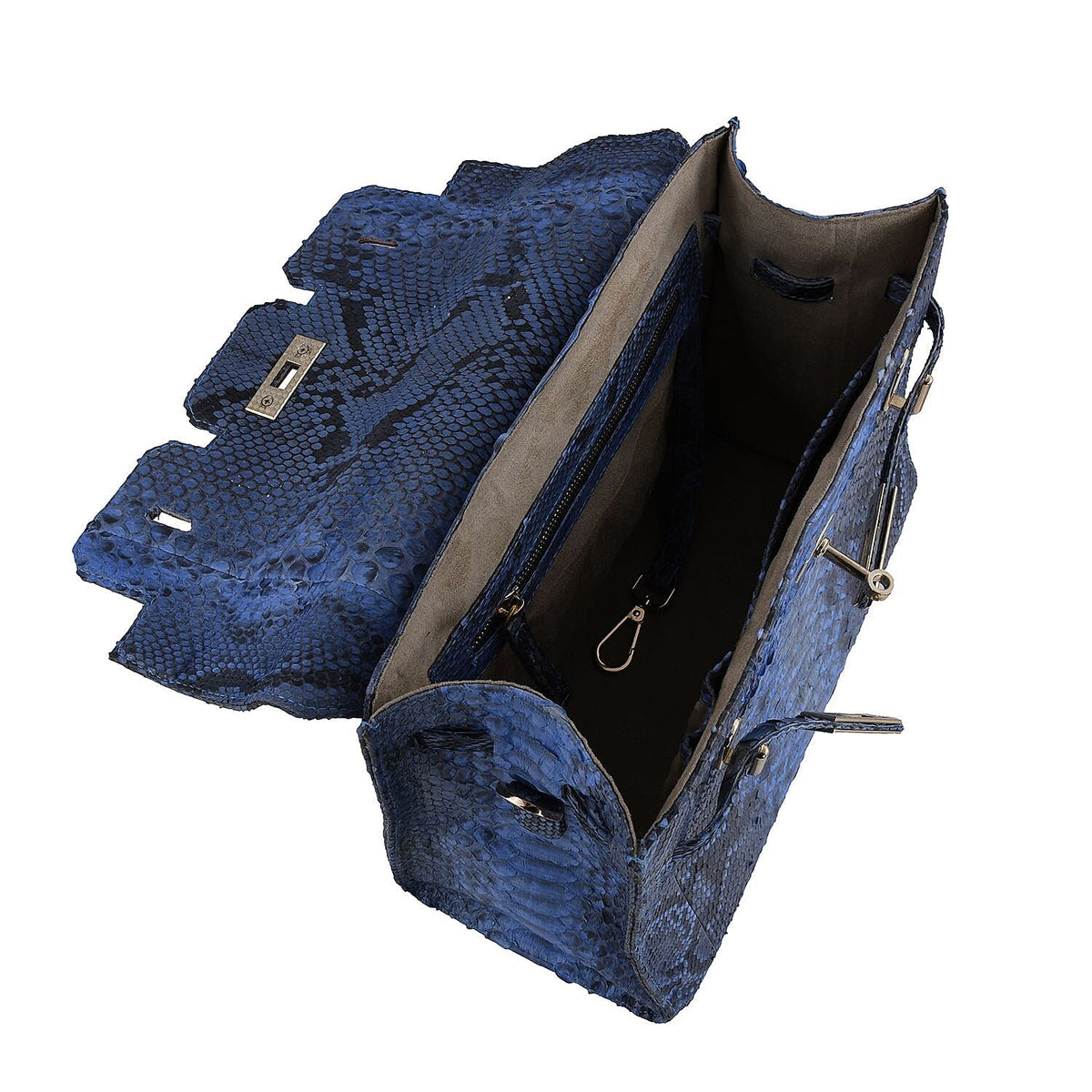 La Marey 100% Genuine Python Leather Tote Bag with Detachable Shoulder Strap - Light Blue 7323938 2
