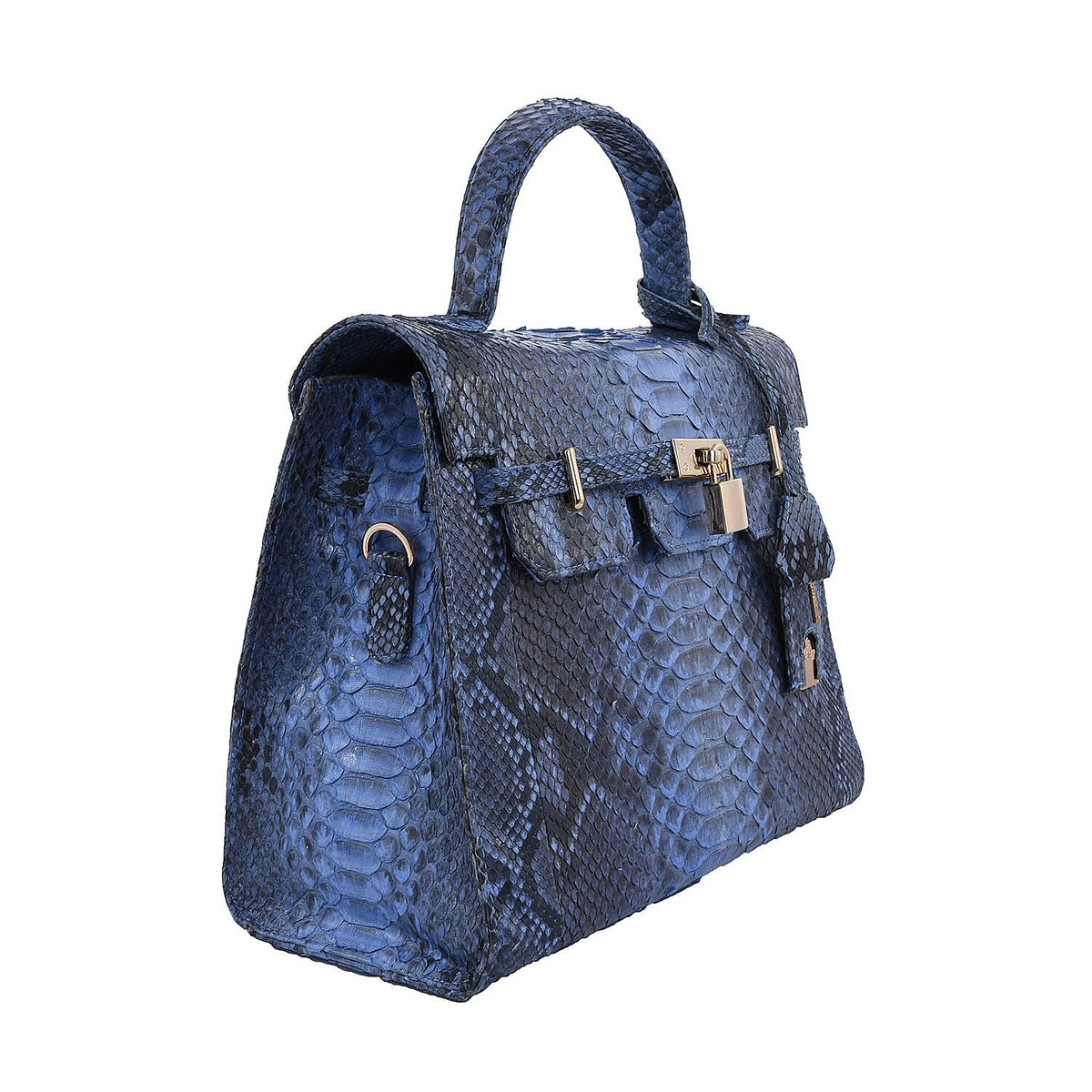 La Marey 100% Genuine Python Leather Tote Bag with Detachable Shoulder Strap - Light Blue 7323938 4