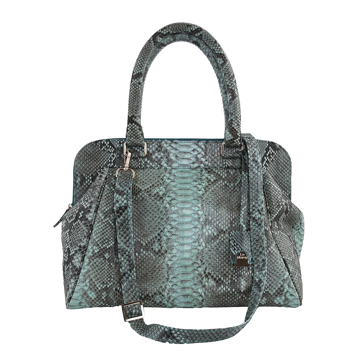 La Marey 100% Genuine Python Leather Tote Bag with Detachable Shoulder Strap - Green 7323939 0