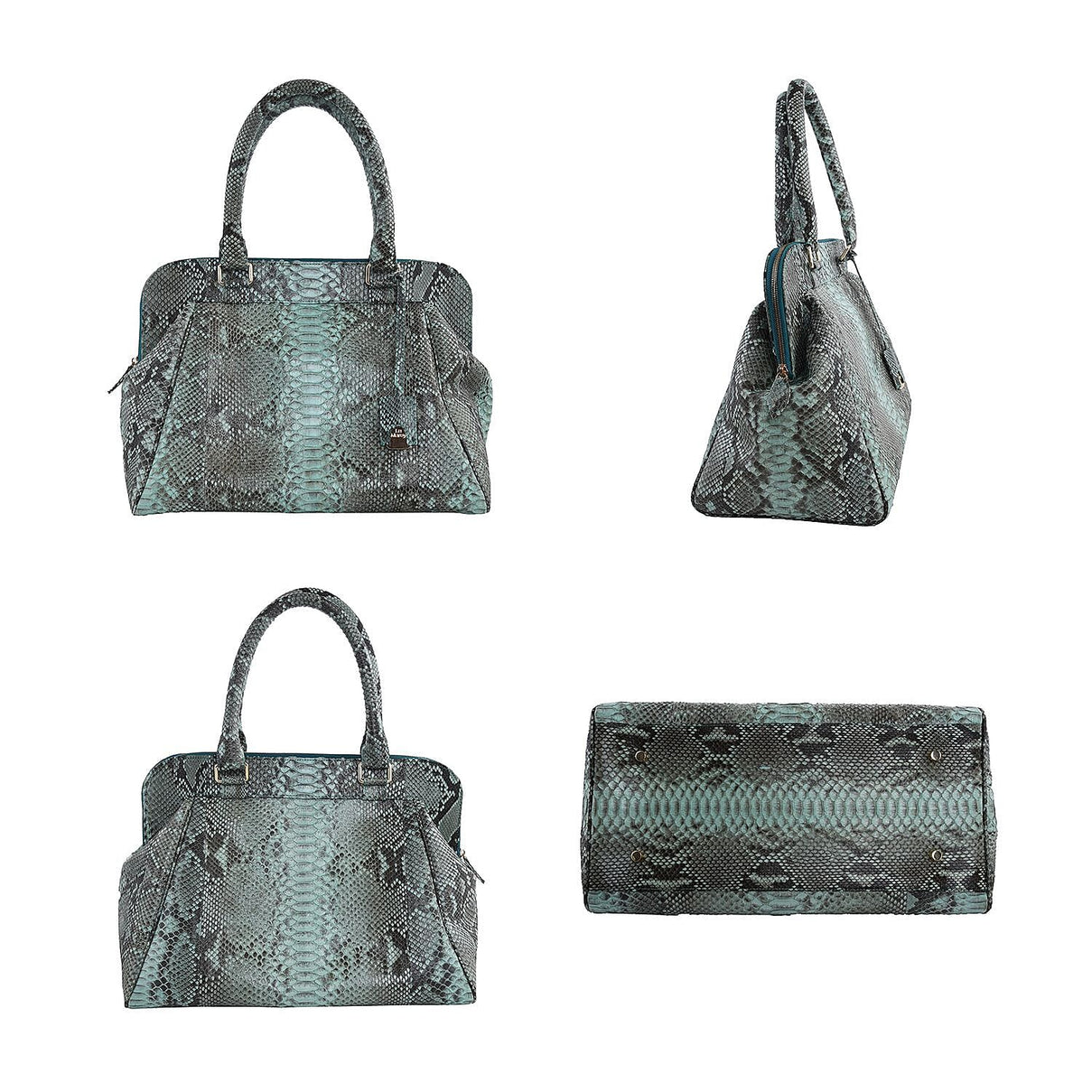 La Marey 100% Genuine Python Leather Tote Bag with Detachable Shoulder Strap - Green 7323939 1