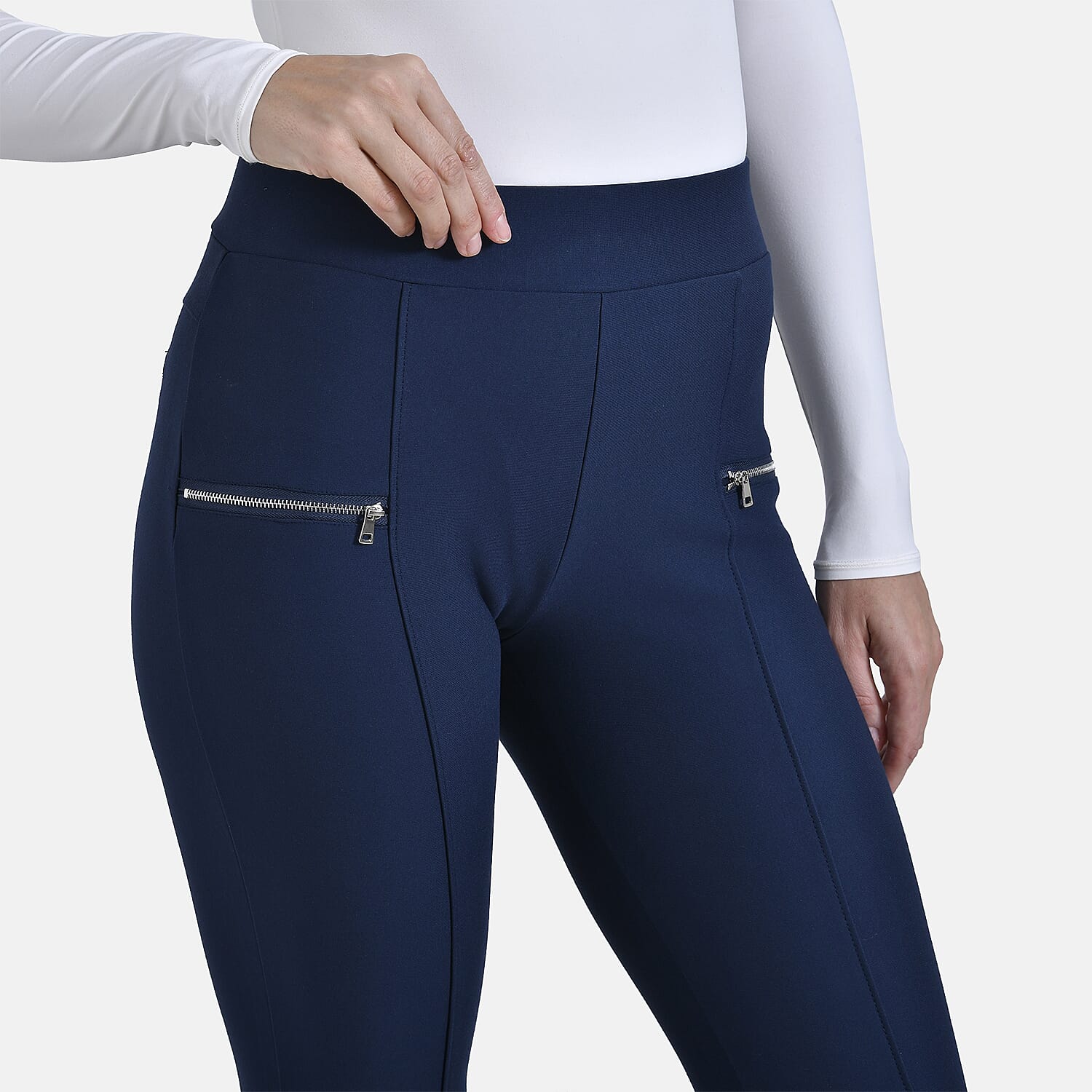 La Marey Zip Detail Ponte Trousers (Size L) - Blue 7990771 5