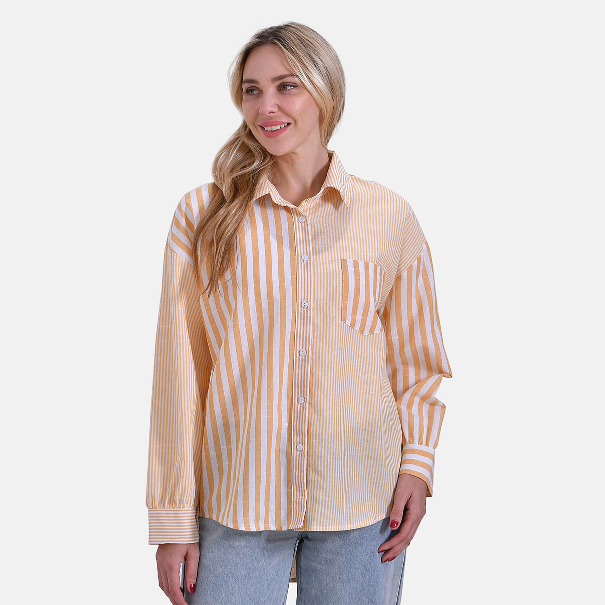 La Marey Women's Relaxed Fit Long Sleeve Striped Shirt 8024081 0