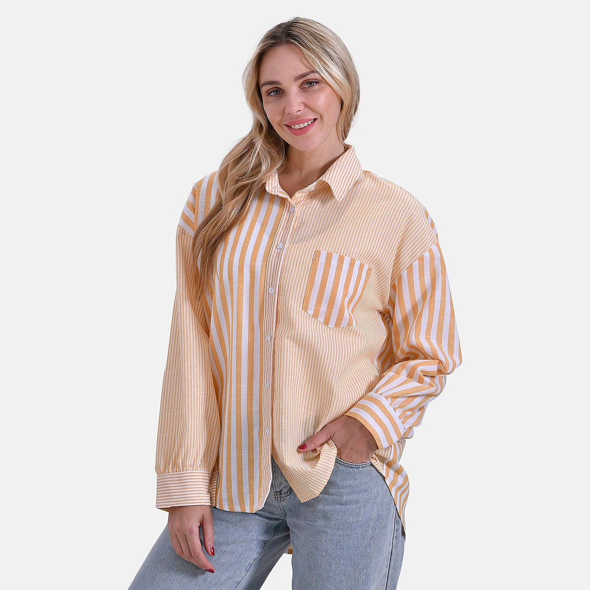 La Marey Women's Relaxed Fit Long Sleeve Striped Shirt 8024081 3