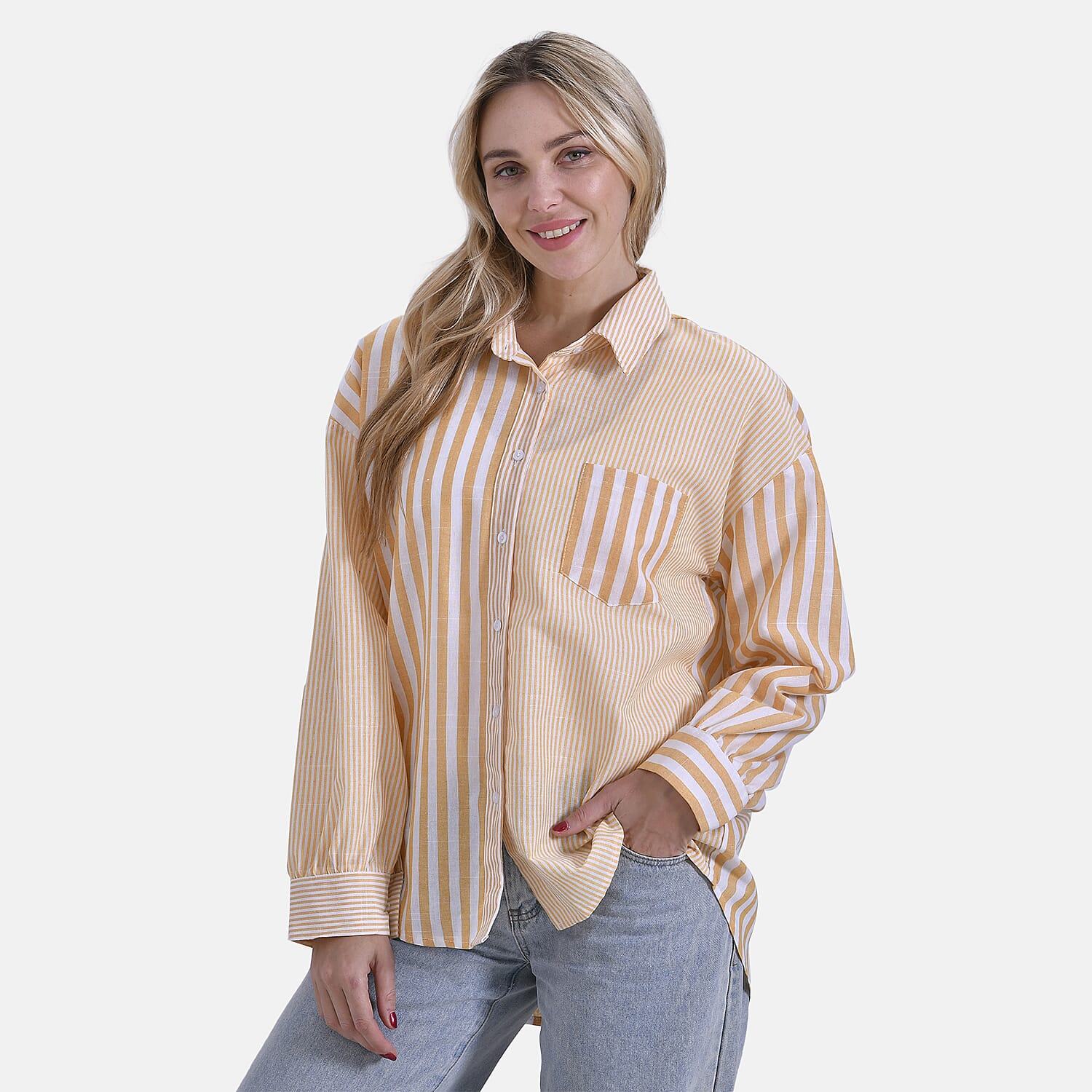 La Marey Women's Relaxed Fit Long Sleeve Striped Shirt 8024081 3