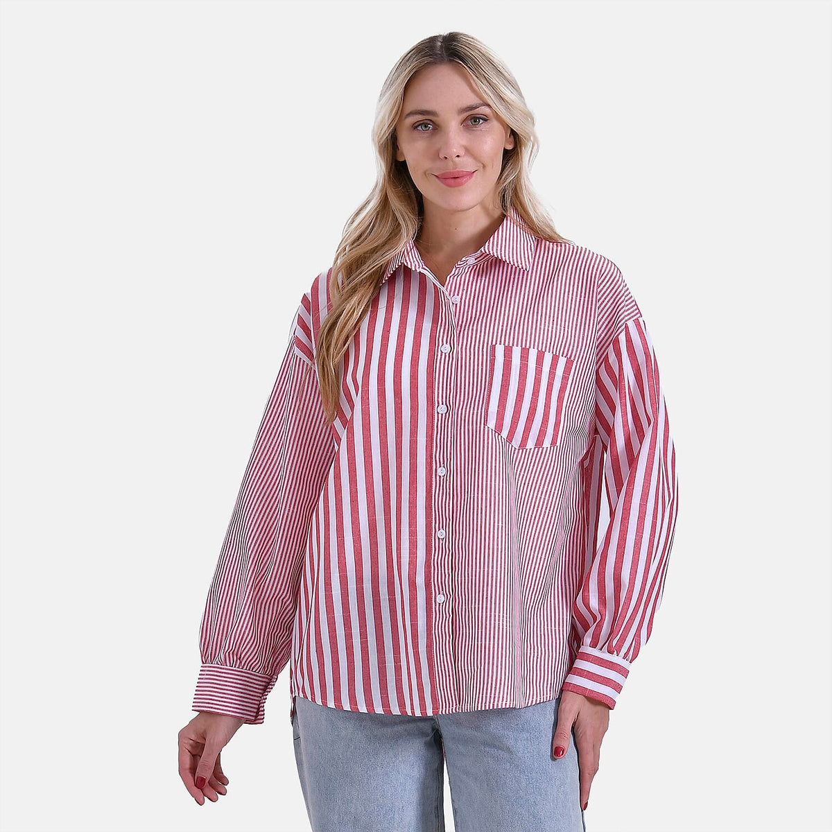 La Marey Women's Relaxed Fit Long Sleeve Striped Shirt V32556335 0