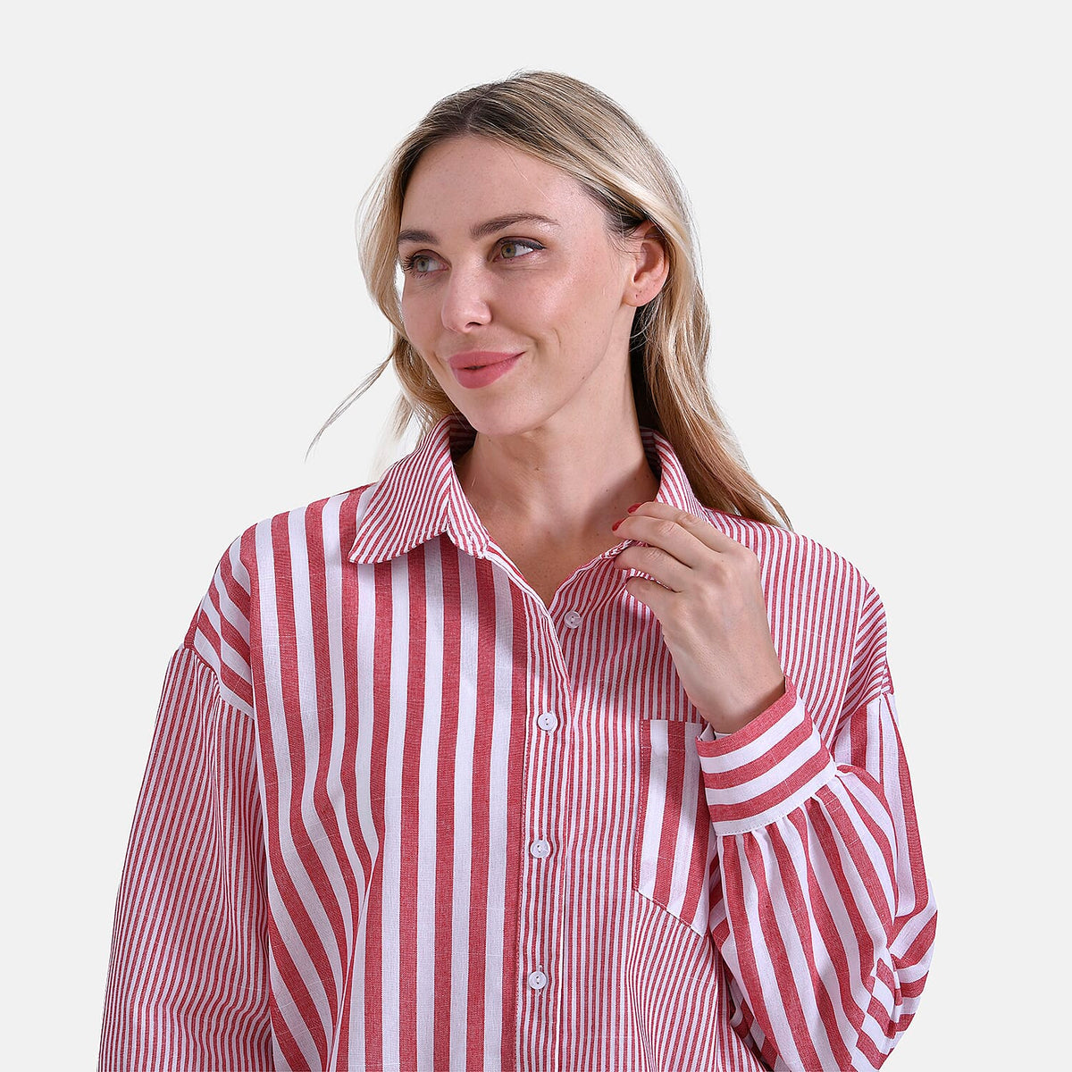 La Marey Women's Relaxed Fit Long Sleeve Striped Shirt V32556335 5