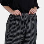 La Marey Relaxed Fit Striped Print Loungewear Co-ords Set (Size 16 to 18) - Black