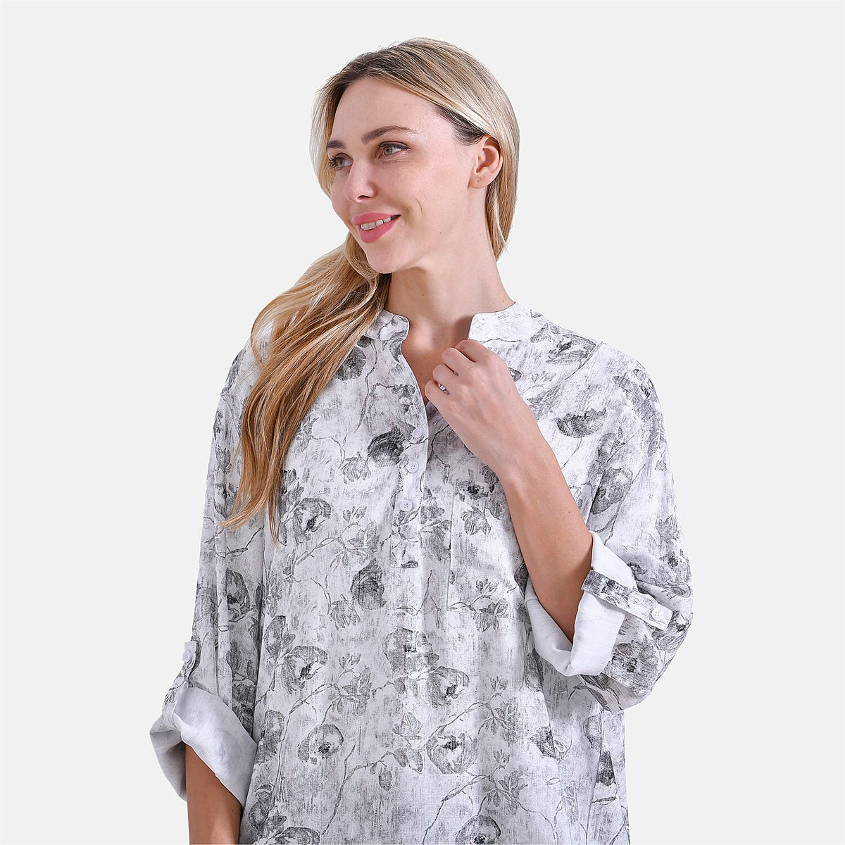 La Marey Rose Print V-Neck Long Sleeve Super Soft Top V32637063 7