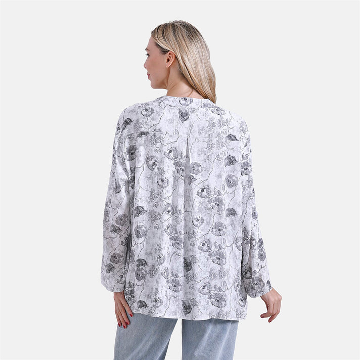 La Marey Rose Print V-Neck Long Sleeve Super Soft Top 8024338 2