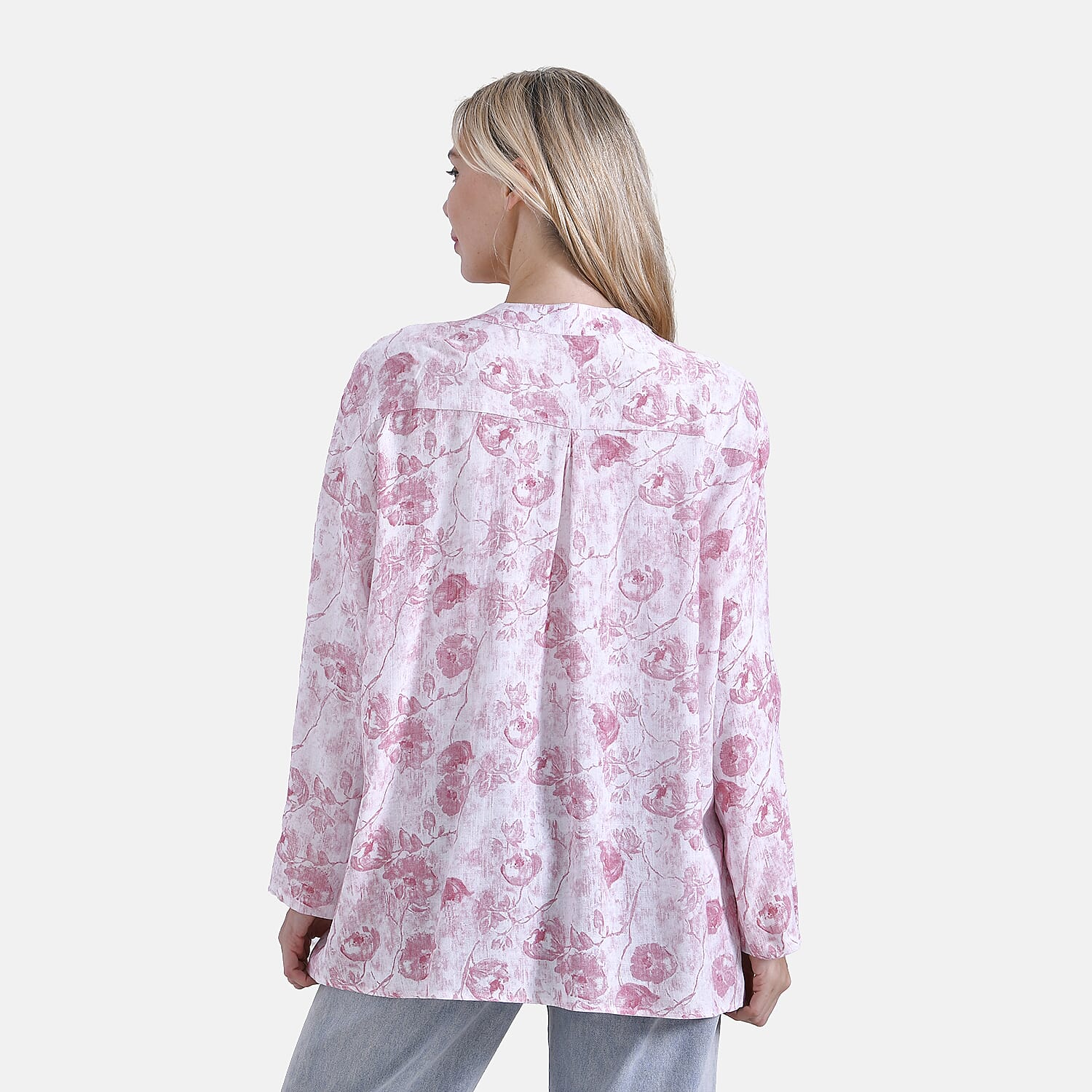 La Marey Rose Print V-Neck Long Sleeve Super Soft Top 8024324 2