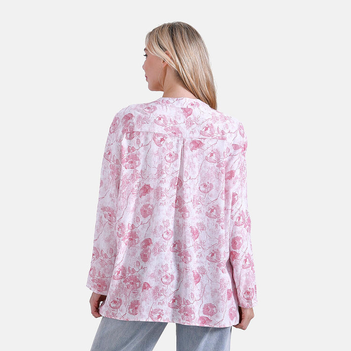 La Marey Rose Print V-Neck Long Sleeve Super Soft Top 8024324 2