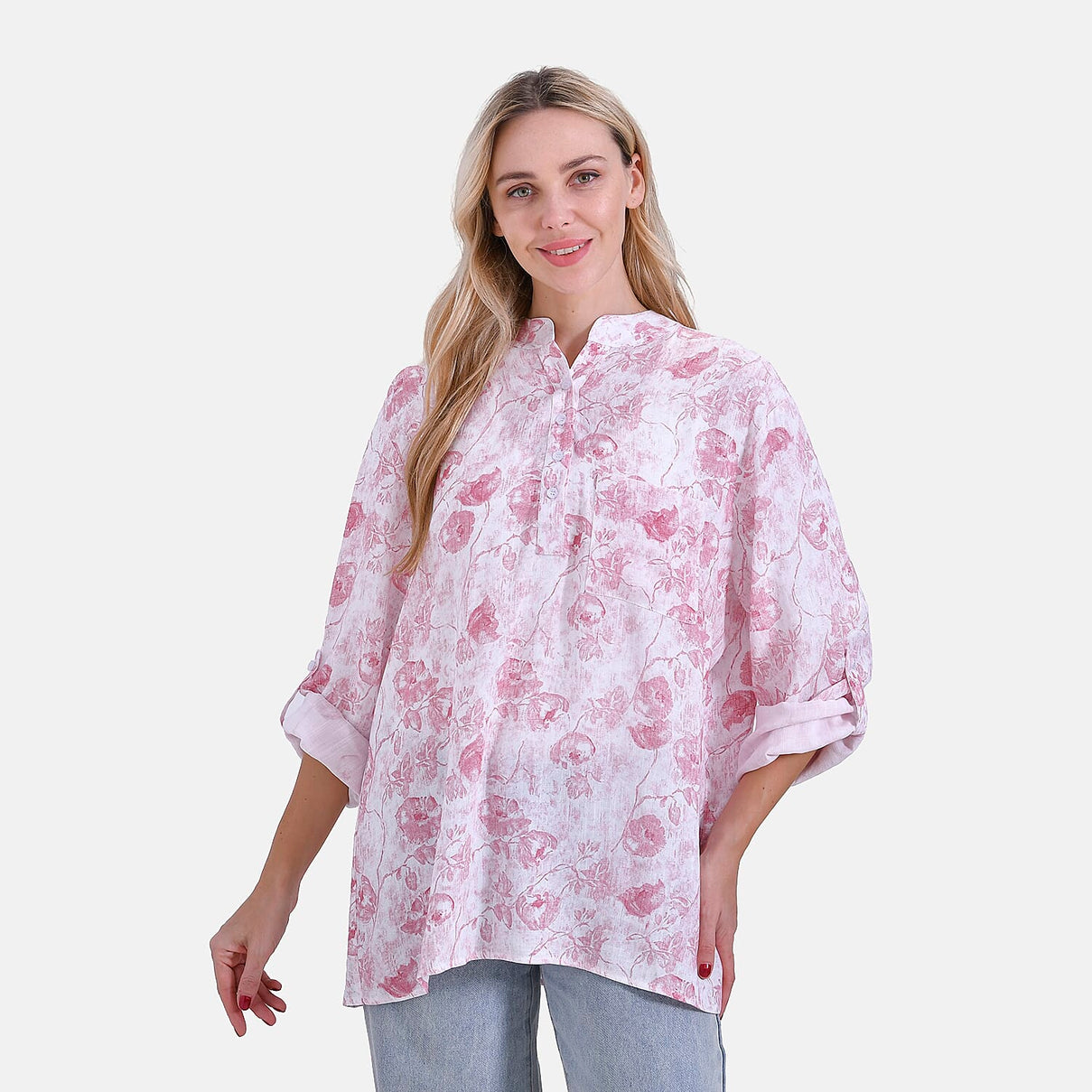 La Marey Rose Print V-Neck Long Sleeve Super Soft Top 8024324 5
