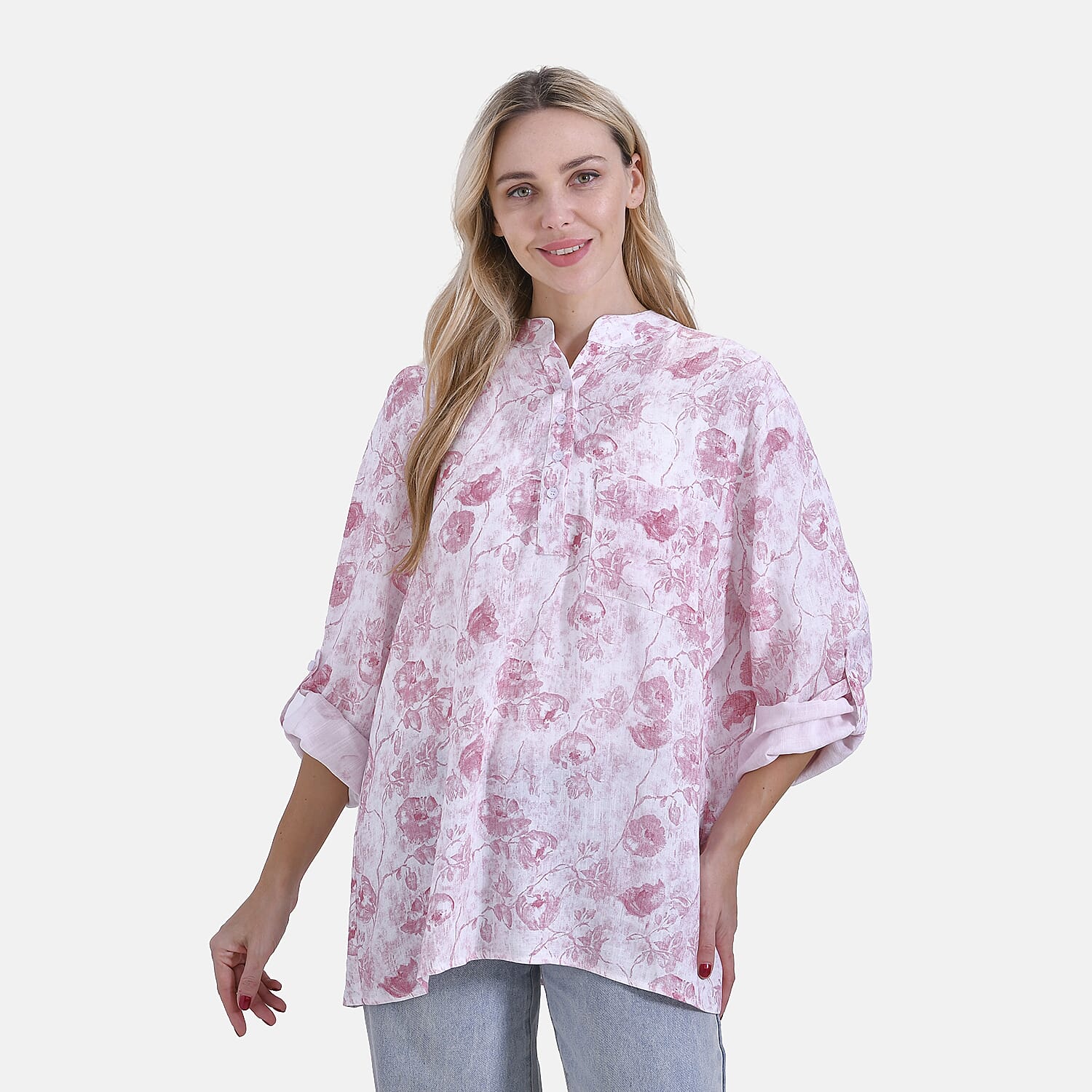 La Marey Rose Print V-Neck Long Sleeve Super Soft Top 8024324 5